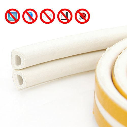 Self-Adhesive EPDM Doors and Windows Draught Excluder Foam Seal Strip Soundproofing Collision Avoidance Rubber Weatherstrip 50 Feet (D White)
