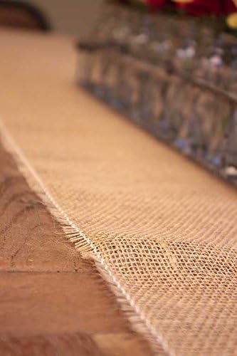 PoshNPretty Burlap Rustic Wedding Party Country Barn Table Runners with Fringed Edges - Choose Size (12 1/2" x 76" Inches)