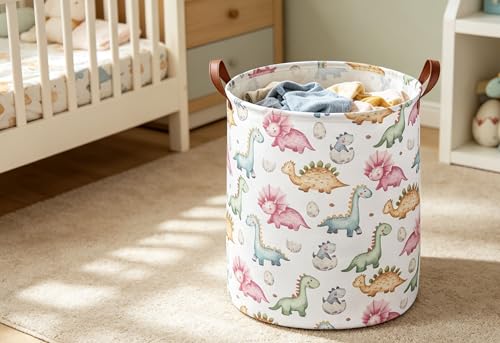 Image of ESSME Dinosaur Laundry Basket,Dinosaur Laundry Hamper for Room Decor,Baby hamper,Nursery Hamper,Cute Basket.(Cute Dinosaur)