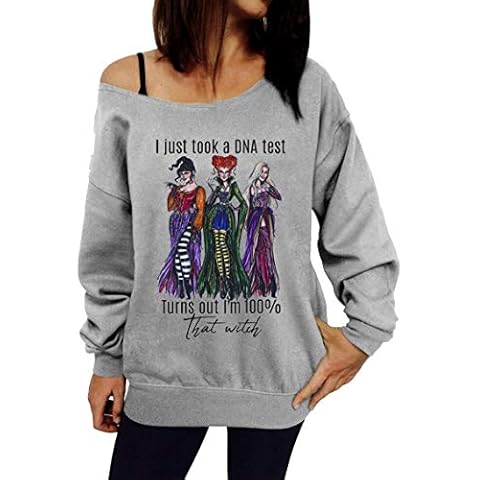 Hocus Pocus Sweatshirt for Women Halloween Sanderson Sisters with Fall Shirt Halloween Movie Tops (2XL, Gray) Cover