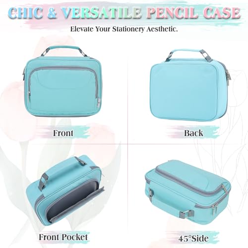 Image of VX VONXURY Large Pencil Case, 54-Slot Colored Pen Pouch 2 Removable Sleeves | Cute Zipper Pencil Bag Organizer, Top Handle, Front Zip Pocket, Durable Fabric for Art Supplies Markers School Travel College