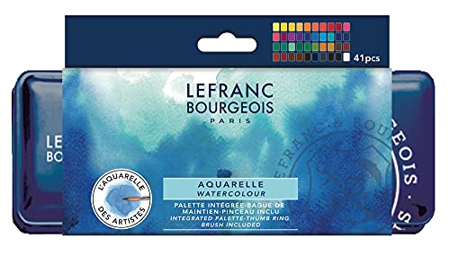 Lefranc Bourgeois Aquarelle Fine Boite Metal De 40 Demi Godets, Ensemble de 41 pièces