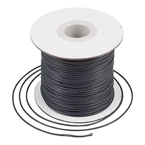 Bestewelry Cordoncino in poliestere cerato, 1 mm, intrecciato con filo cerato, con bobina per la creazione di gioielli macramè, grigio scuro