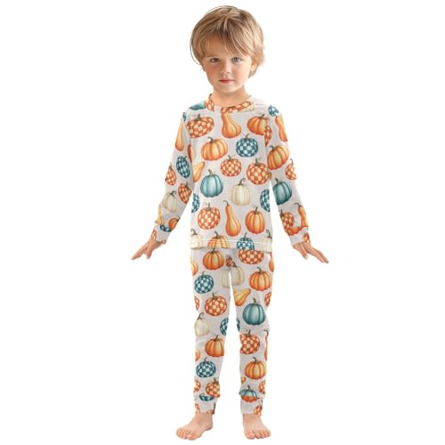 Pajama Sets Long Sleeve Colorful Pumpkin Shape Pattern Soft Comfy Sleepwear 2 Piece PJS 3-8T2