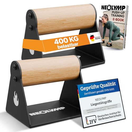 NEOLYMP 2er Set handgelenkschonende Holz Liegestützgriffe mit...