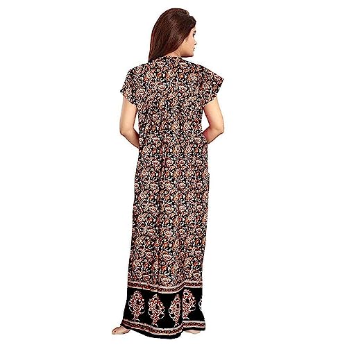 Image of YUKATA Nighty for Women Cotton Printed Maxi Gown Ankle Length Nighty Night Dress Gown for Women Maxi - Free Size (Pack of 2)
