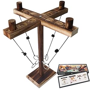 SOARFLY Haak Ring Toss Game, vier personen toss haak en ring spel, interactief haakring, werpspel, houten ringwerphaak…