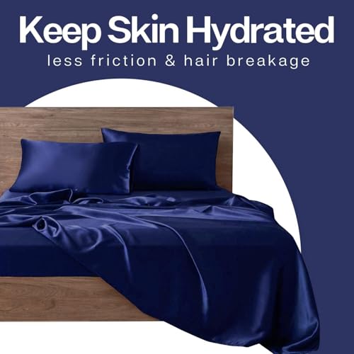 Image of RAGGLE Satin Silk Pillowcase for Hair and Skin Standard Size 18 inchX 28 inch with Soft Breathable Smooth Cooling Pillow Covers for Sleeping or Pillow Protector (4, Blue)