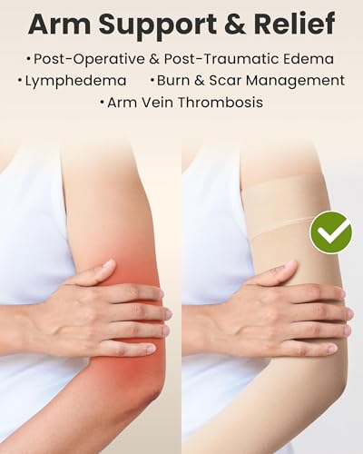 Image of KEMFORD Lymphedema Compression Arm Sleeves for Women - Arm Support for Swelling & Edema