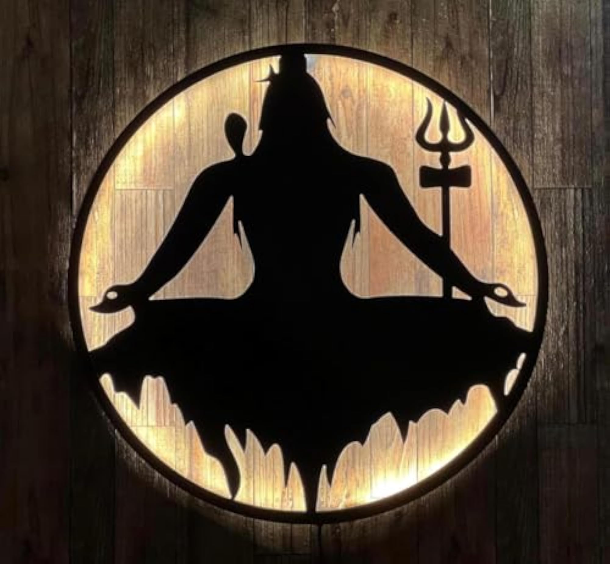 Lord Shiva 3D Wall Art with LED Backlight, Decorative Showpiece