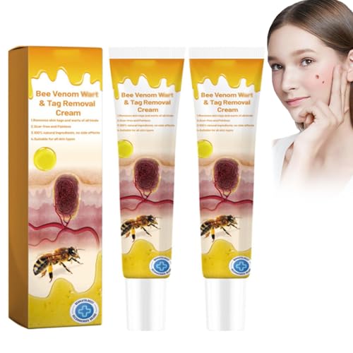 Verrugas de abeja y removedor de etiquetas,Wree veneno de abeja verrugas y crema de eliminación de día,Fórmula segura y suave para todo tipo de piel (2)