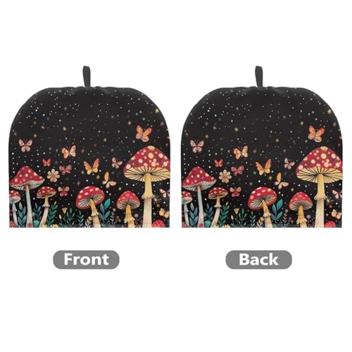 Image of Mushroom Butterfly Print Tea Cosy Tea Pot Cozies with Top Handle Decorative Accessories for Teapots Kitchen Home Table Breakfast Warmer Dust Cover Teapot Cozies