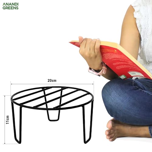 Image of Anandi Green's Black Color Anti Rust Metal plant Stand For for Balcony, living room, indoor and outdoor use (AG PS ROUND 12)