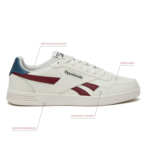 Reebok Court Advance Sneakers for Men - Casual Tennis Mens Shoes Size 6 to 15, White or Black, Chalk/Chalk/Retro Red, 9