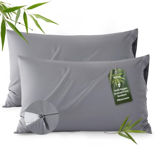 Image of Bedsure Zipper Pillow Cases Standard Size from Rayon Derived from Bamboo