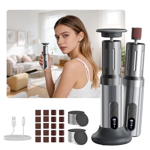 Robofun 2025 Neu Hornhautentferner Elektrischer mit LED-Anzeige, 2 in 1 Professionelles Hornhautentferner-Set mit Fußfeilen und Nagelpolierer, 6 Geschwindigkeiten, Fußpflegeset für Tote Harte Haut usw