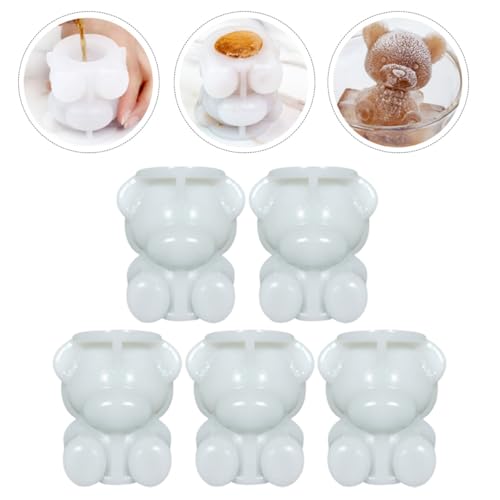 Moldes de silicona para hielo con forma de oso, 5 piezas miniatura 5
