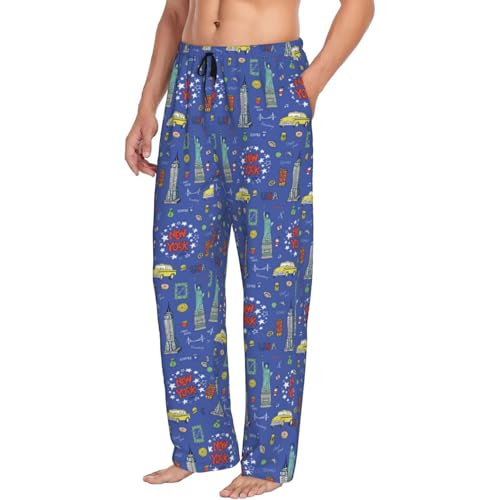 New-York City Print Men'S Pajama Pants Soft Sleep Lounge Pants With Pockets-2