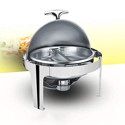Aprilhp Runde Chafing Dish Edelstahl, Kommerziell Buffetwärmer Warmhaltebehälter Essen Speisewärmer Wärmebehälter für… – Bild 4