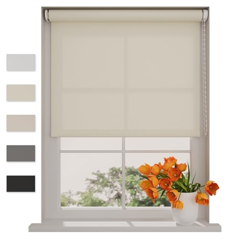 DTCH® Lichtdurchlässiges Rollo 90 x 190 cm Creme, Größen von 40 bis 240 Breite, ohne Bohren möglich, Rollo wandmontage, Rollo 90 cm breit, Fenster rollos für innen, rollos für Fenster