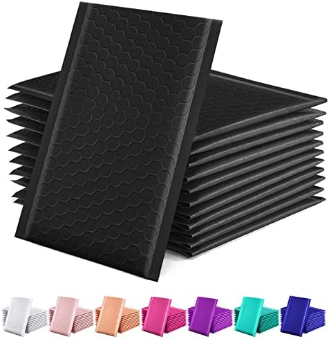 GSSUSA Black Bubble Mailers, 4x8" Inches, 50 Pack, Padded Poly Bubble Mailers, Packaging for Small Business, Shipping Envelopes, Packaging Bags, Padded Envelopes, Mailing Envelopes, Shipping Supplies