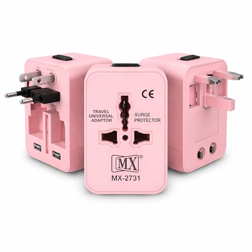 Image of MX Universal Travel Adapter All in One Worldwide Plug Adapter, International Plug Converter for Europe UK USA India, Multi Plug Universal Socket with Surge Protection, International Travel Adapter