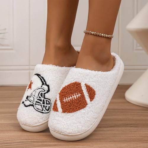 Football Slippers for Women Cute Ball Sports House Shoes Fluffy Plush Cozy House Slippers Soft Warm Home Shoes4