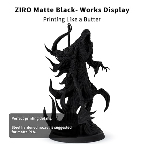Image of ZIRO High Toughness 3D Printing PLA, Matte 1kg 1.75mm Spool, Black | Fit for Most FDM 3D Printer, 1.75mm 1KG Spool, Dimensional Accuracy + /-0.03mm, Colorful PLA FilamenT
