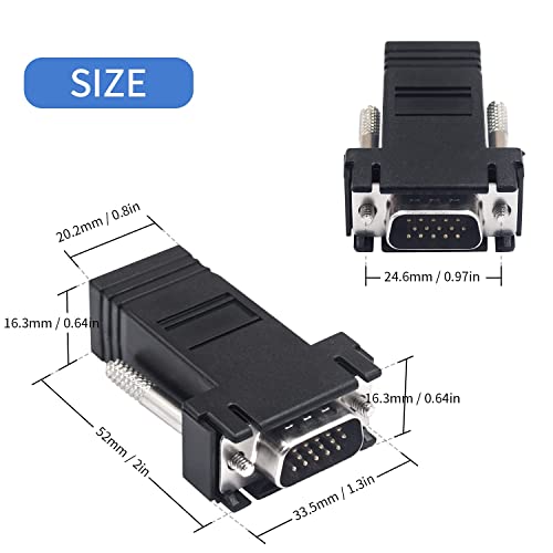 Image of JGD PRODUCTS VGA Extender to CAT5,CAT6 RJ45 Ethernet Network Cable Adapter.(Pack of 1) Black