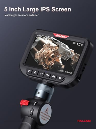 Image of Ralcam Dual Lens Articulating Borescope Camera with Light, Slim Probe