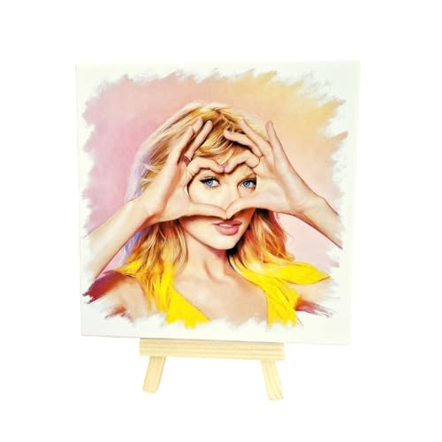 Handmade Mini Canvas Painting Print of TayIor Swift with easel stand
