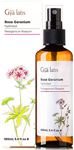 Gya Labs Rose Geranium Hydrosol For Skin Care & Relaxation - Face Mist Spray To Moisturize Dry Skin & Uplift Mood - 100% Pure Unrefined Essential Oil Spray & Body Mist - 100ml