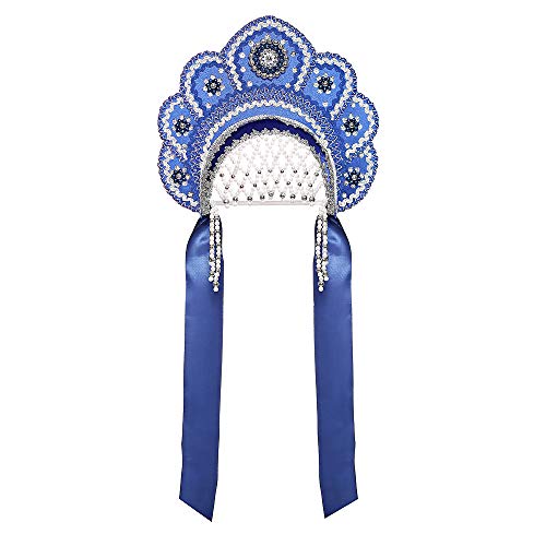 danila-souvenirs Ruso Tradicional Folk Disfraz Headdress Kokoshnik Elena Azul #173