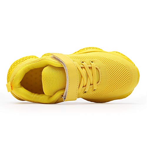 Tênis de tênis Voxge Full Yellow, tênis de malha para meninas, tênis infantis, tênis de corrida leve