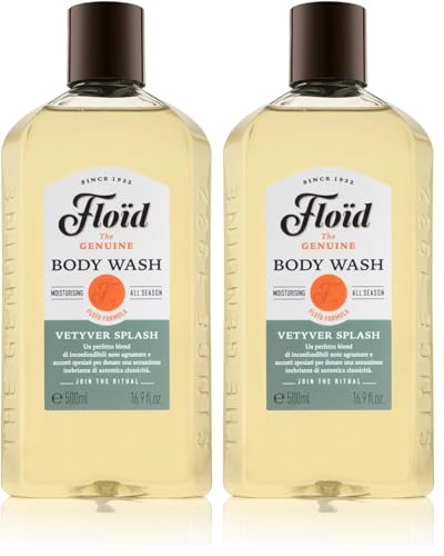 Floid Vetyver Splash Body Wash (500 ml), gel de ducha que limpia, hidrata y purifica la piel sin resecarla, gel de baño nutritivo de agradable aroma (Paquete de 2)