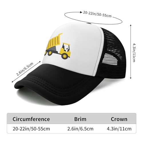Boys' Dump Truck Mesh Hat for Boys and Girls, Adjustable Snapback Trucker Baseball Cap for Toddler Kid Ages 2-64