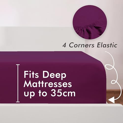 Novo Home Bedding Set King with Fitted Sheet, Duvet Cover & 2 Pillowcases - Dark Purple Microfibre 4 Piece Bed Set - Image 3