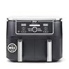 Ninja Foodi MAX Dual Zone Digital Air Fryer, 2 Drawers, 9.5L, 6-in-1, Uses No Oil, Max Crisp, Roast, Bake, Reheat, Dehydrate, Cook 8 Portions, Non-Stick Dishwasher Safe Baskets, Black AF400UK