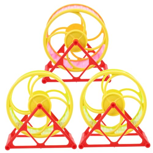 COLLBATH Pet Sports Toys 3pcs Hamster Running Wheel Chinchilla Wheel for Cage Mute Toy Random Color