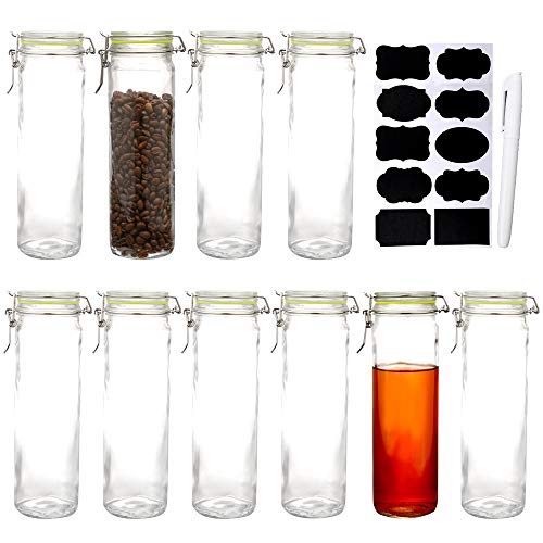 10 Pcs 20 oz Glass Jars with Hinged Lids Huichuiero Round Straight Canning Jars with Leak Proof Silicone Gasket Food Glass Canister For Home and Kitchen