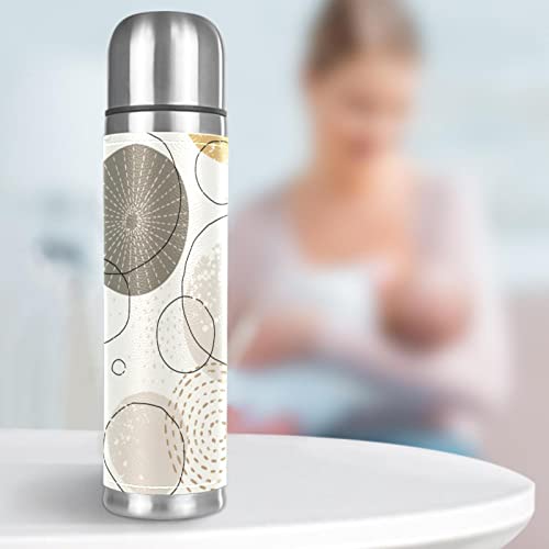Stainless Steel Leather Vacuum Insulated Mug Abstract Thermos Water Bottle For Hot And Cold Drinks Kids Adults 16 Oz #TOP6