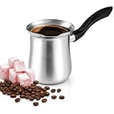 Destalya Turkish Coffee Pot Stainless Steel | 10.14 Fl Oz Ibrik Briki | Small Hot Pot With Spout For Stove Top | Turkish Coffee Cezve (Coffee Pot Black)