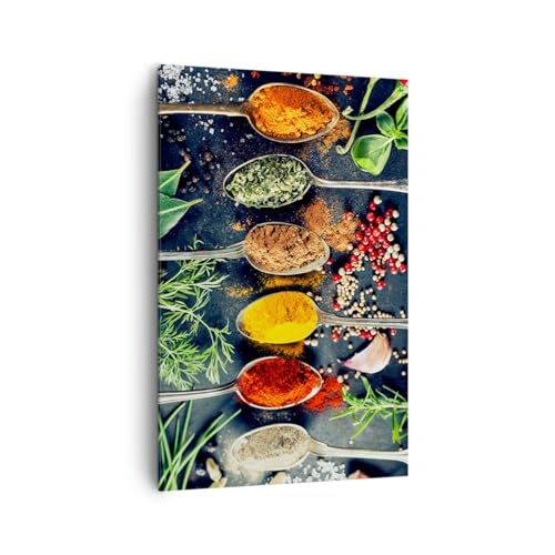 Tableau moderne épices et herbes déco cuisine impression sur toile 80x120cm vertical