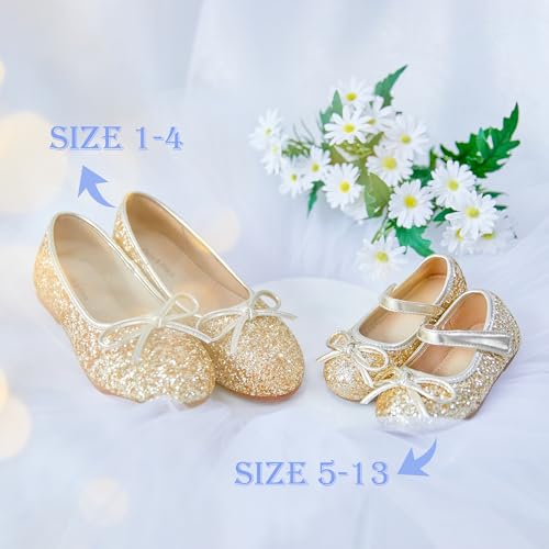Image of Felix & Flora Toddler Flower Girl Dress Shoes - Girl Ballet Flats Party School Shoes Wedding