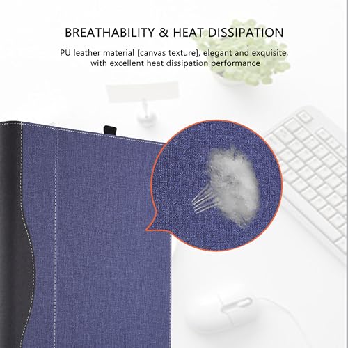 Laptop Case Cover for 16 inch Samsung Galaxy Book 4/5 Pro 360 & Book4 Ultra & Book 4 Pro/Edge,2 in 1 PU Leather Protective Bag Sleeve with Pen Holder (Dark Blue)