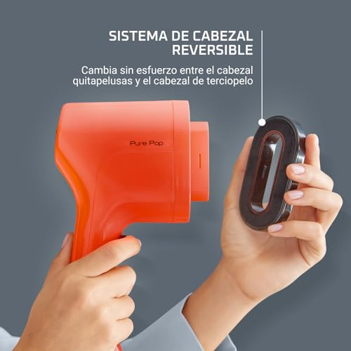 Miniatura 4 de Rowenta Pure Pop - Plancha de vapor de 1300 W con salida de vapor de hasta 20 gr/min que plancha y purifica, elimina pelusas y pelo, cabezales reversibles, diseño para viaje, color coral, DR2022