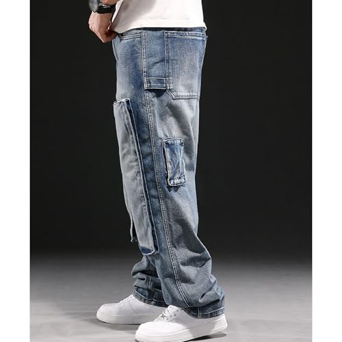 Men's Jeans Relaxed Fit Y2k Baggy Jeans Trendy Hip Hop Motorcycle Pants Straight Leg Skater Loose Denim Jean2