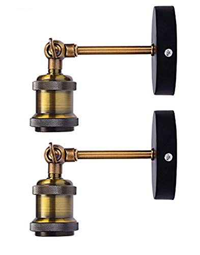 2 Pack E27 Rétro Luminaire Applique Murale Industrielle Métal 40W Vintage Edison Lampe Laiton Éclairage Loft Chambre à coucher Salon Café Bar