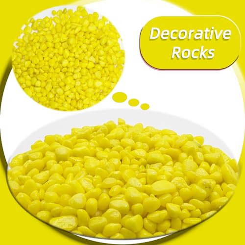 Image of Yellow Pebbles for Crafts, 0.9 Pound Natural Polished Aquarium Gravel, Decorative Pebbles for Indoor Plants, Turtle Tank, Vase, Succulents Cactus, Garden Landscaping (Pack of 3)