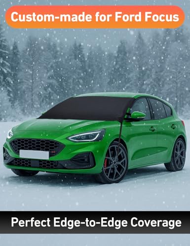 Image of EcoNour Car Snow Cover Compatible for Ford Focus | Windshield Cover for Ice and Snow with S-Hook Straps | Heavy-Duty 600D Oxford Winter Car Cover, Waterproof & Anti-Slip